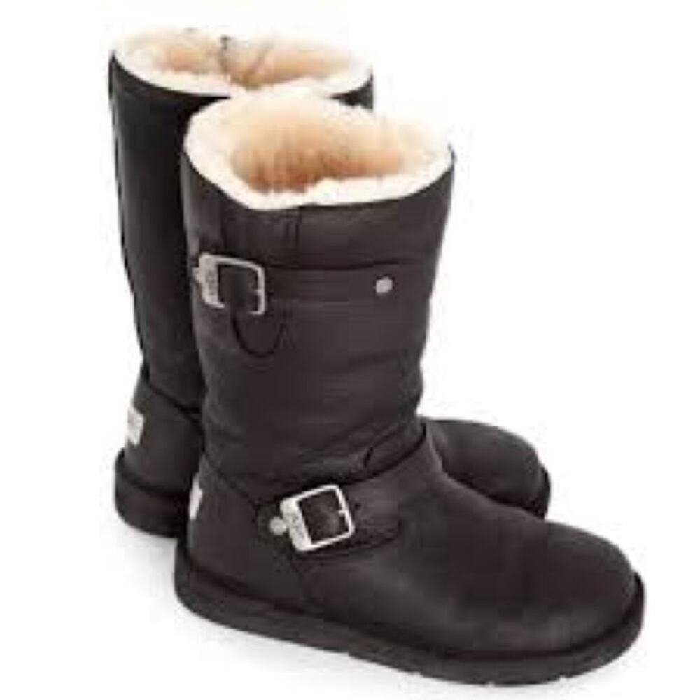 UGG Kensington Black Moto Boots Size 7